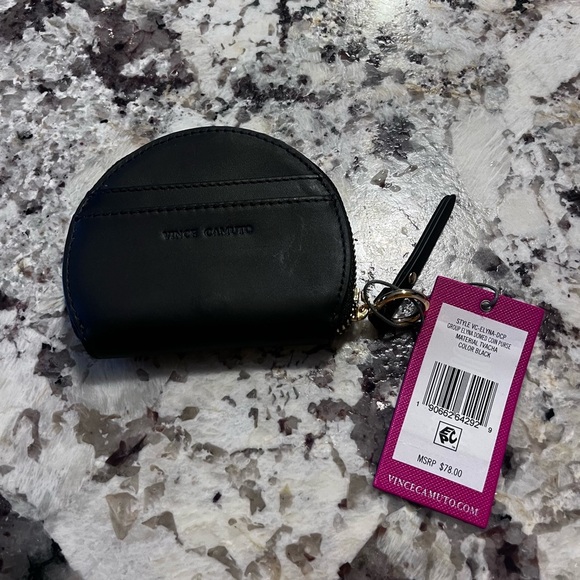 Vince Camuto NWT Leather / Gold Rivets Dome Card / Coin Case - BLACK - Picture 3 of 5